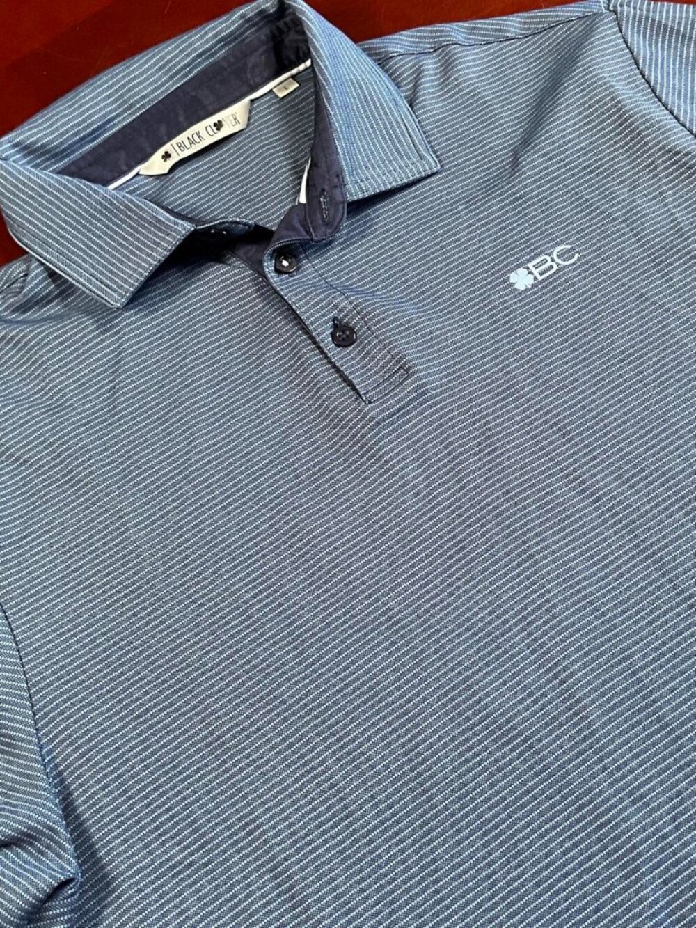 Mens Black Clover Premium Ultra Soft Striped Short Sleeve Golf Polo (Large)